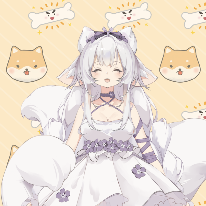 Aygea — cozy fox girl with white twin braids and sapphire eyes